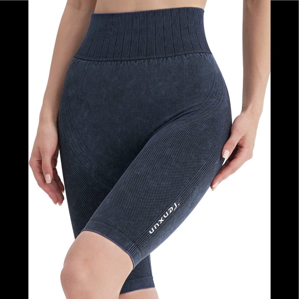 Tenxun Blue Bike Shorts Medium NWT Stretch Butt Lifting Tummy Control